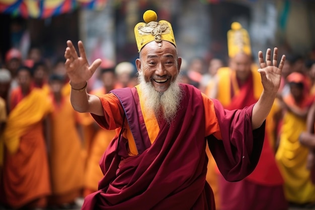 Buddhist monk dances at Yuru Kabgyat festival in India