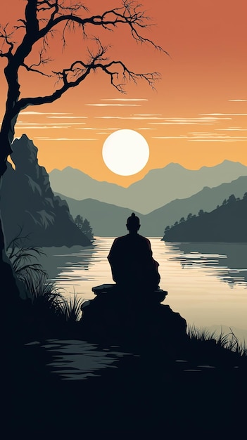 A buddhist monk illustration