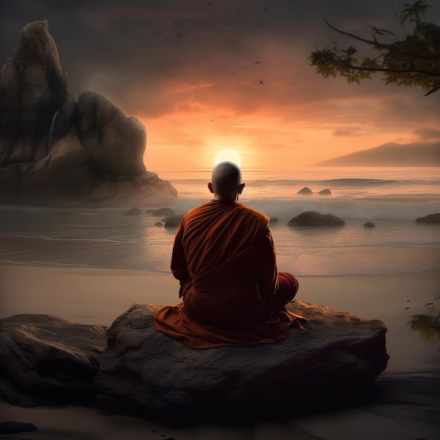 Photo a buddhist monk illustration