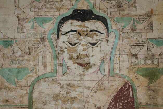 Buddhist ritual paintings on the walls of the temples of Bagan plain