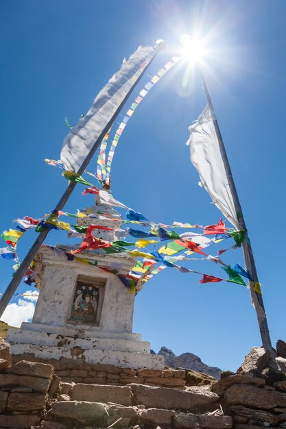 Buddhist shrine on the way to sacred Goisakund lake in Nepal