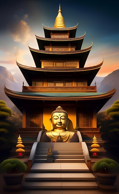 Photo buddhist temple background