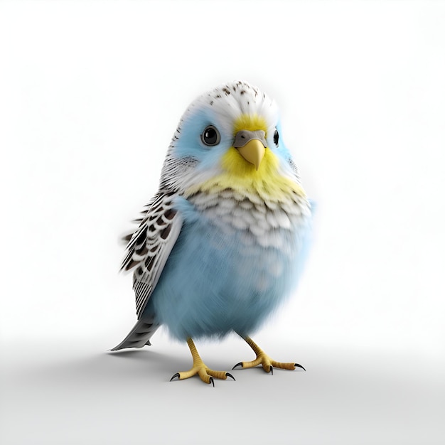 Budgerigar isolated on white background 3d rendering