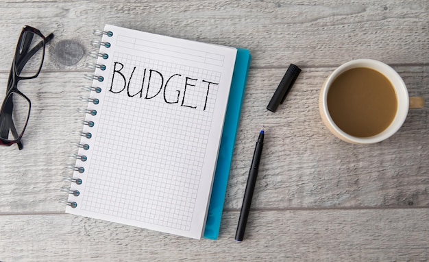 budget text on notepad