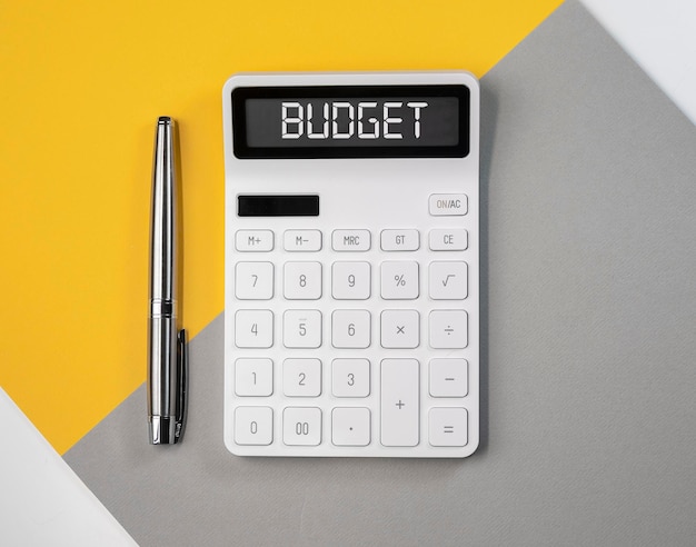 Budget word on calculator business and finance concept