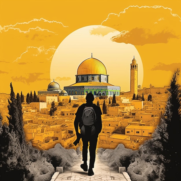 Budgetreiziger die de iconische bezienswaardigheden van Jeruzalem verkent
