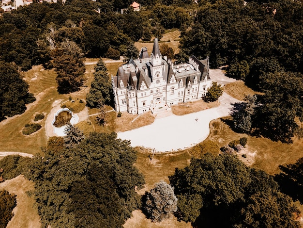 Замок Будмерице 19 века в природном ландшафте Дерево в лесопарке в Будмерице Словакия