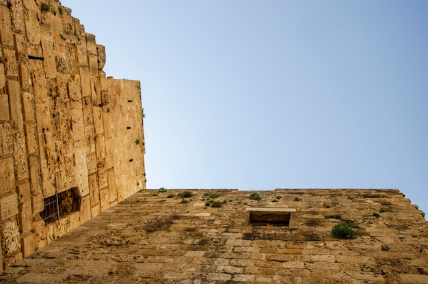 Bue sky and stone wall Lebanon