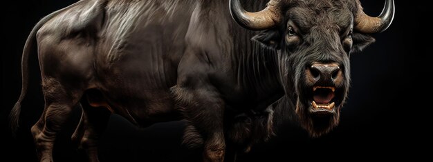 Photo buffalo on a black background