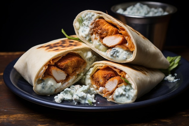 Premium Photo | Buffalo Chicken and Blue Cheese Wrap