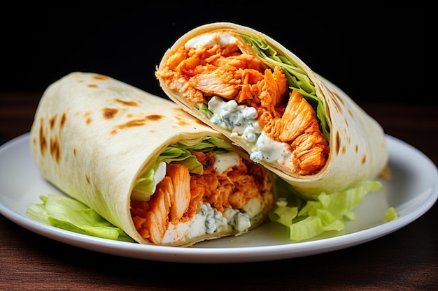 Premium Photo | Buffalo Chicken Wrap Sub Sandwich with Blue Cheese ...