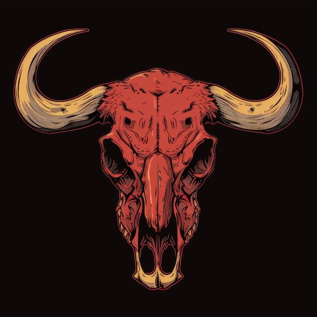 Buffalo Skull Flat Icon Dode Dier Stam Totem Symbool Koei Hoofdbeenderen Kleur Illustratie
