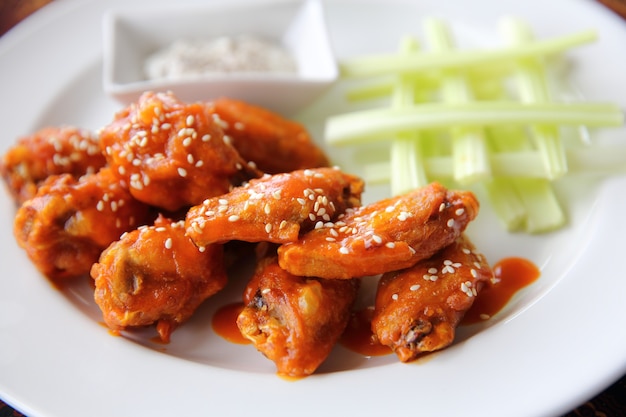 Buffalo wings fried chicken with spicy sauce