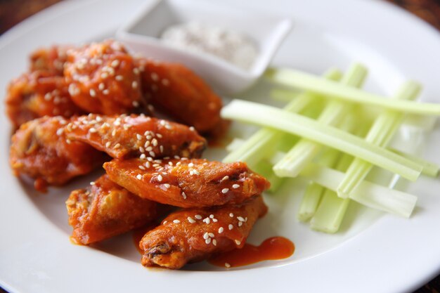 Buffalo wings fried chicken with spicy sauce