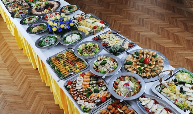 buffet catering food arangement on table