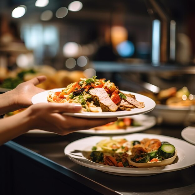 Foto buffet eten in een luxe restaurant