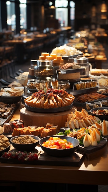 buffet food HD 8K wallpaper Stock Photographic Image