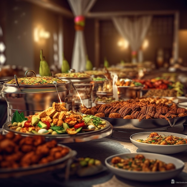 Foto buffet in un ristorante di lusso