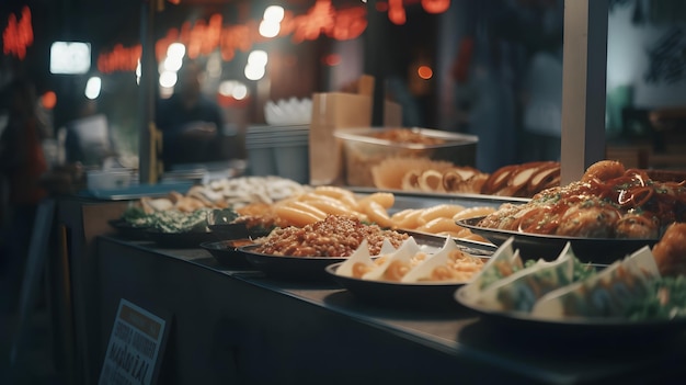 レストランでの食事のビュッフェ