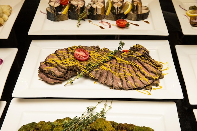 Buffet line in the hotel restaurant