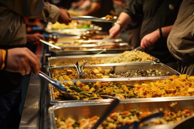Premium Photo | Buffet line of lunch and dinner