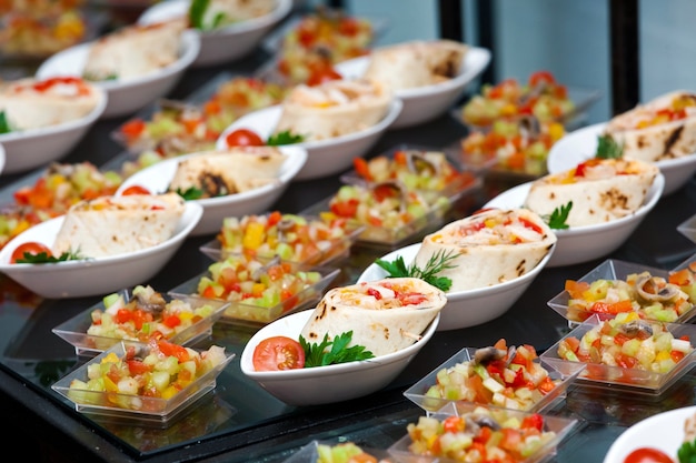 Photo buffet meal at a hotel, continental breakfast