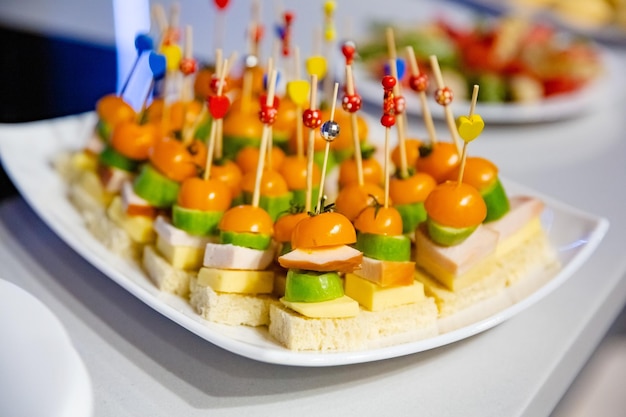 Buffet table with snacks for guests