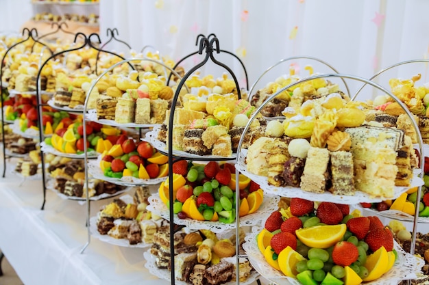 Buffet with a variety of delicious sweets, food ideas,