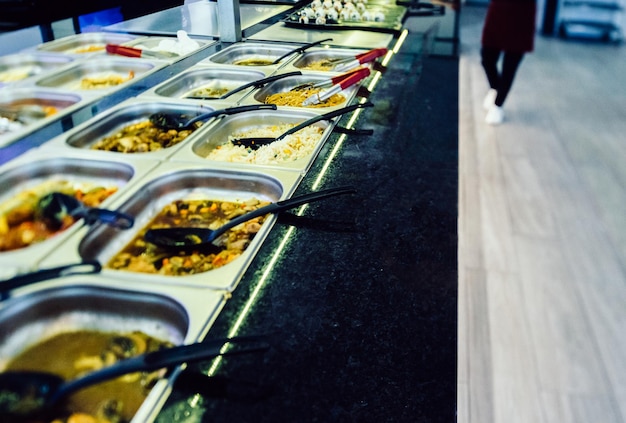 Buffet with various food at a Chinese restaurant