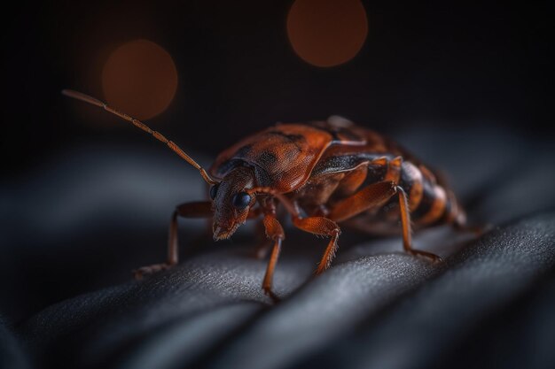 Photo a bug sits on a black surface
