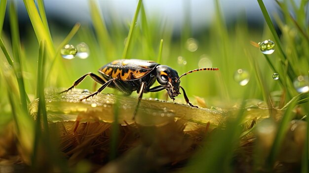 草 の 葉 に 座っ て いる 虫