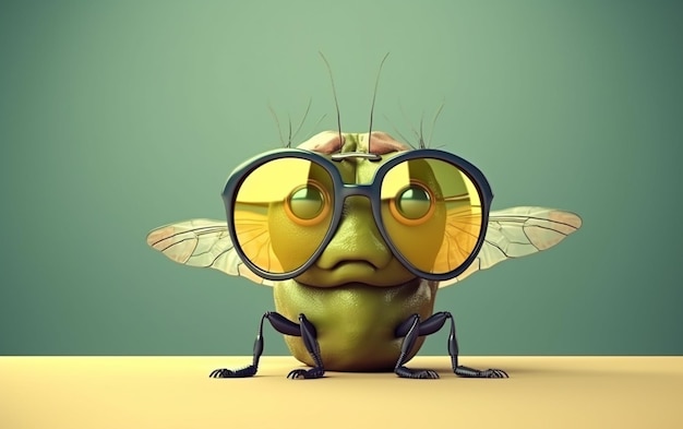 A bug with glasses and a big eye.