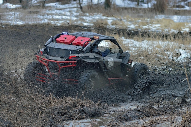 Buggy extreme ride on mud and water