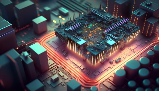 Build on a circuit board cyberspace and technology conce Generative AI