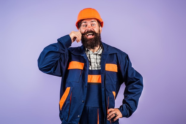 Builder concept builder foreman caucasian man worker in helmet worker in helmet isolated on studio