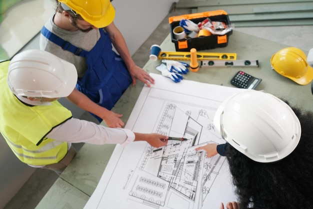 Builder at the construction site