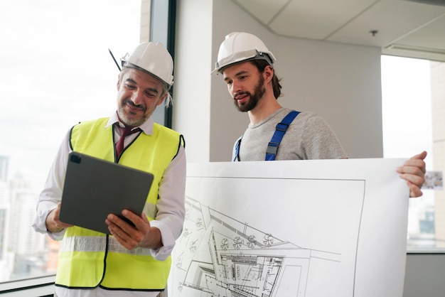 Builder at the construction site