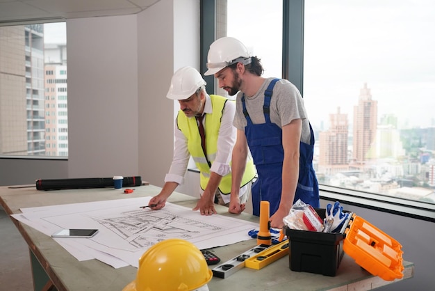 Builder at the construction site