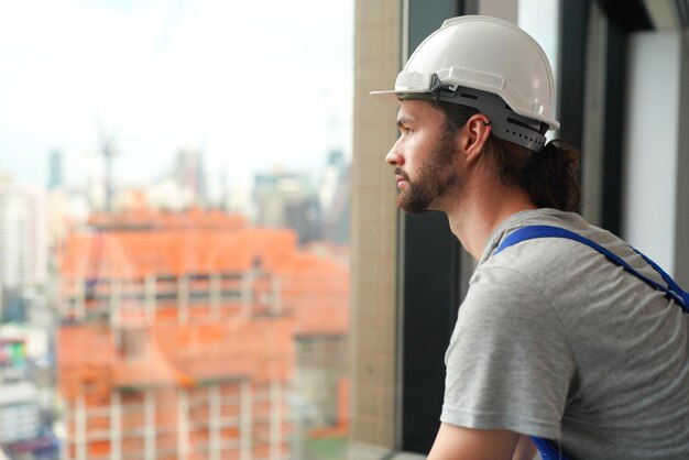 Builder at the construction site