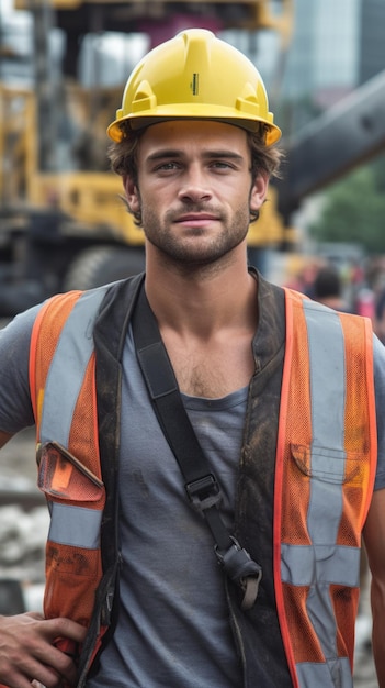 Builder in Helmet and Vest Taking a Selfie at Construction Site