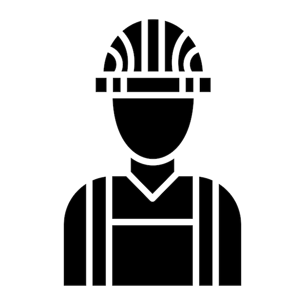 Builder Male Glyph Solid Black Illustration