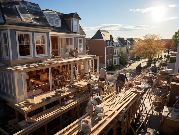 Builders building a roof Generative AI