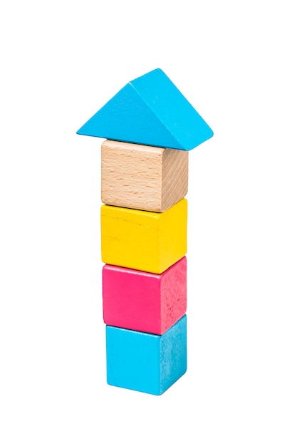 Photo building blocks on wooden background，colorful wooden building blocks