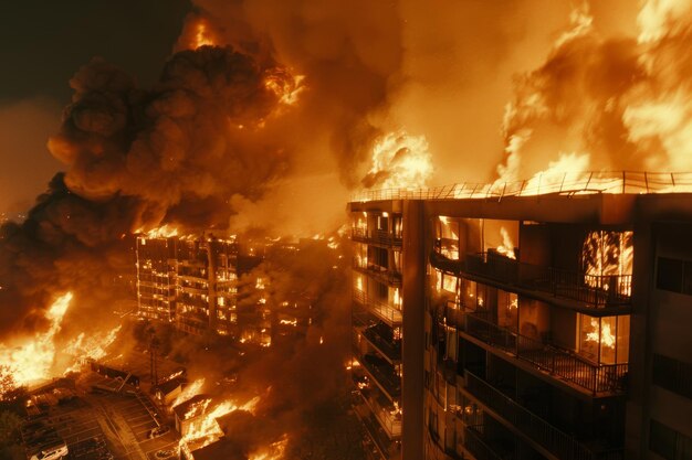 Building Caught in Flames