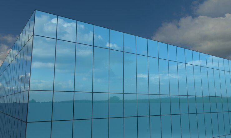 Building Closeup view 3d Rendered