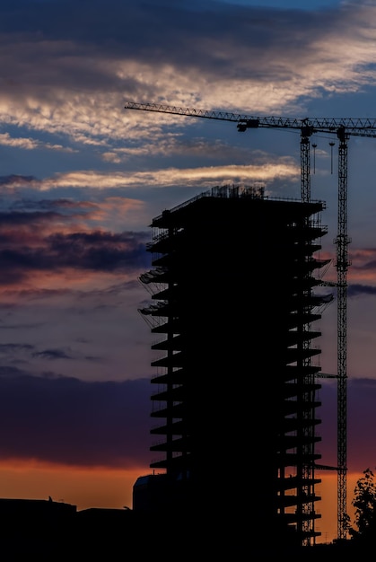 Building construction silhouette