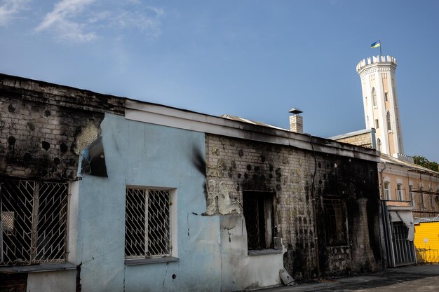 A building damaged after an airstrike during the war in Ukraine