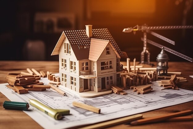 꿈을 꾸다 모델 하우스 작업 도구를 사용하여 건설 및 주택 개조 탐구 집 열쇠