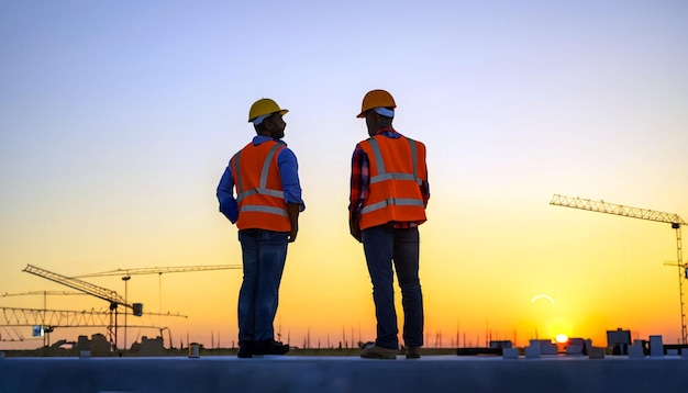 Building Dreams Free Photo of Construction Workers at Sunset Witness the Art of Progress