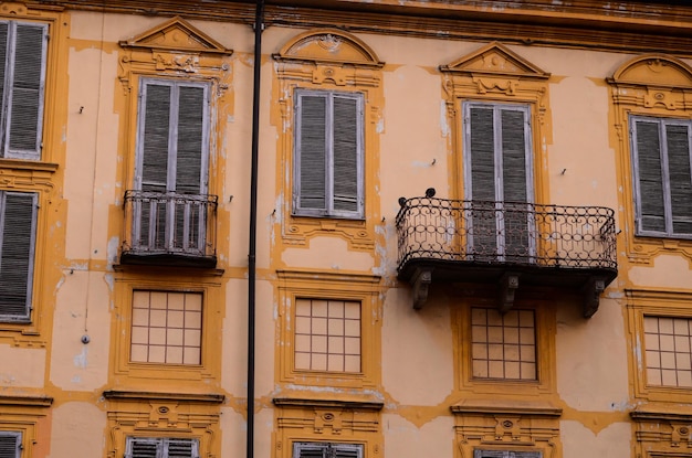 Building Facade with Windows in North Italy